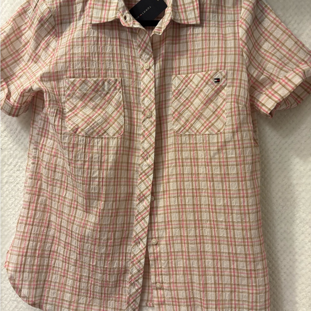 Tommy Hilfiger Pink Plaid Button Down Shirt